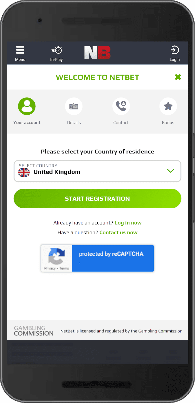 Simple Registration on the NetBet App